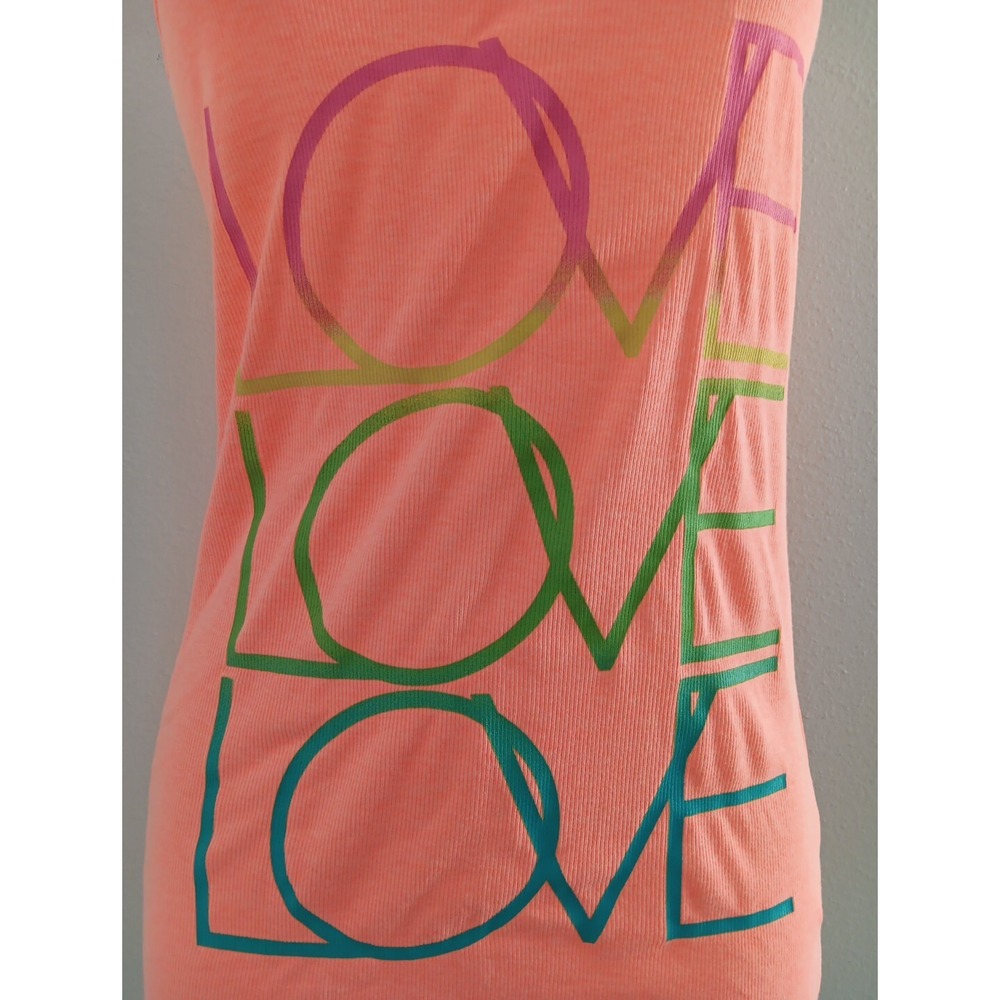 NOBO Racerback Tank Top‎ Womens Large Y2K Ribbed Longline LOVE LOVE LOVE Stretch - Picture 3 of 7